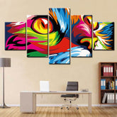 Painting by Numbers Art Animal Rainbow Cat Face 5-Panel